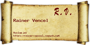 Rainer Vencel névjegykártya